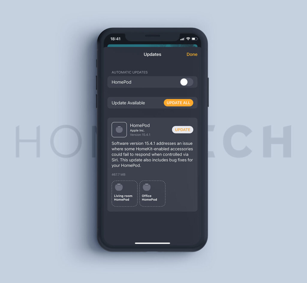Apple released a new HomePod software update 15.4.1