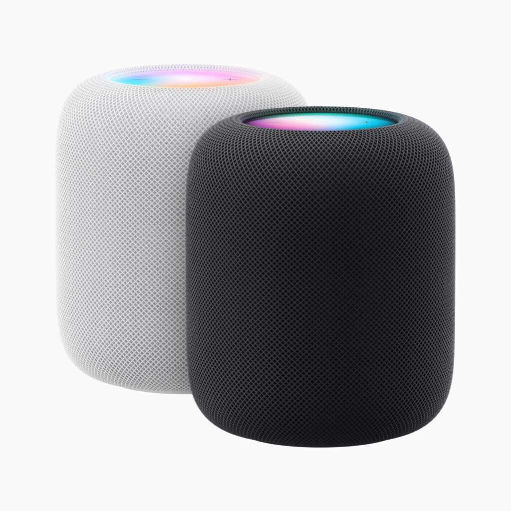 Apple HomePod in White and Midnight colors